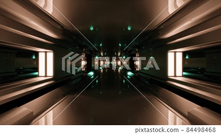 3d illustration of 4K UHD brown sci fi tunnel 84498468