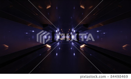 3d illustration of 4K UHD illuminated dark tunnel 84498469