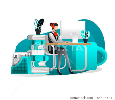 Vector Illustration For Web Page, Banner, Presentation, Social Media, UI. Women Technical Support Working at Desk. Concept of Ideas from Advice, Help, Assistance, Consultation, Ask. Flat Cartoon Style Vector Illustration For Web Page, Banner, Presentation, Social Media, UI. Women Technical Support Working at Desk. Concept of Ideas from Advice, Help, Assistance, Consultation, Ask. Flat Cartoon Style 84498585