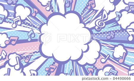 Background illustration of musical notes and explosive smoke_American style_Purple_16: 9 84498666