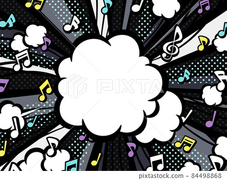 Musical note and explosion smoke background... - Stock Illustration ...