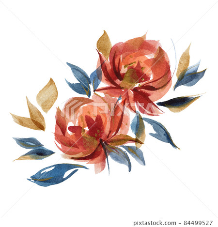 Watercolor bouquet of rose flowers in country Watercolor bouquet of rose flowers in country 84499527