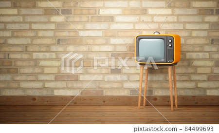 3D Rendering Old Vintage Retro Television on brick wall background 3D Rendering Old Vintage Retro Television on brick wall background 84499693