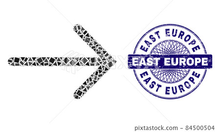 Textured East Europe Badge and Geometric Arrow Right Mosaic Textured East Europe Badge and Geometric Arrow Right Mosaic 84500504