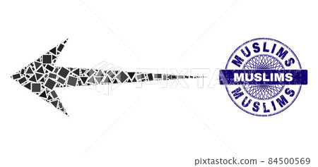 Rubber Muslims Stamp Seal and Geometric Arrow Left Mosaic 84500569