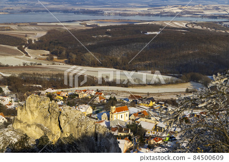 Palava winter landscape with Klentnice, Southern Moravia, Czech Republic Palava winter landscape with Klentnice, Southern Moravia, Czech Republic 84500609