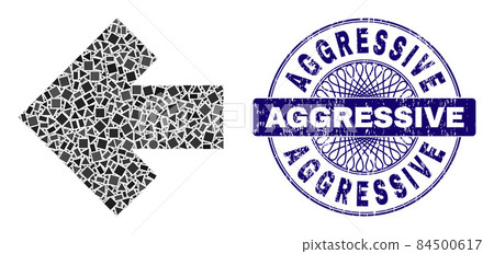 Grunge Aggressive Stamp and Geometric Arrow Left Mosaic 84500617