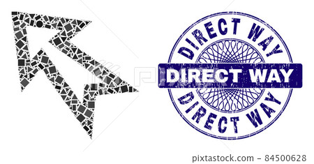 Textured Direct Way Stamp Seal and Geometric Arrow Left Up Mosaic 84500628