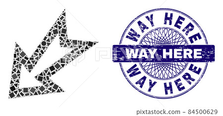 Distress Way Here Seal and Geometric Arrow Left Down Mosaic 84500629
