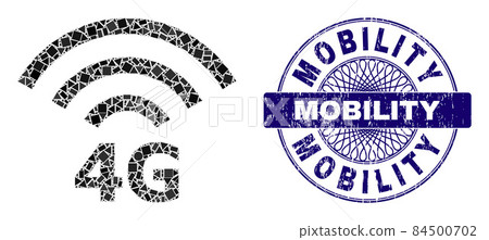 Scratched Mobility Badge and Geometric 4G Radio Source Mosaic Scratched Mobility Badge and Geometric 4G Radio Source Mosaic 84500702
