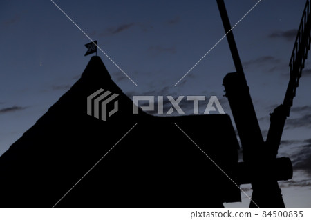 Comet Neowis with the Kuzelov windmill, Southern Moravia, Czech Republic 84500835