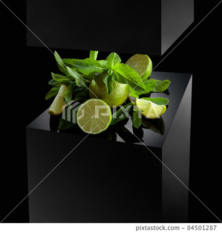 Lime slices and mint. 84501287