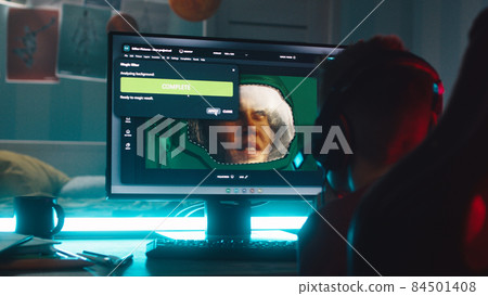 Anonymous teenager learning to retouch photo 84501408