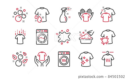 Laundry line icons. Dryer, Washing machine and dirt shirt. Laundromat, hand washing, laundry service icons. Linear set. Linear set. Quality line set. Vector Laundry line icons. Dryer, Washing machine and dirt shirt. Laundromat, hand washing, laundry service icons. Linear set. Linear set. Quality line set. Vector 84501502