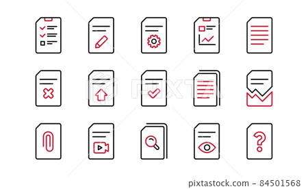 Document line icons. Report, Checklist and Download file. Read message linear icon set. Linear set. Quality line set. Vector 84501568