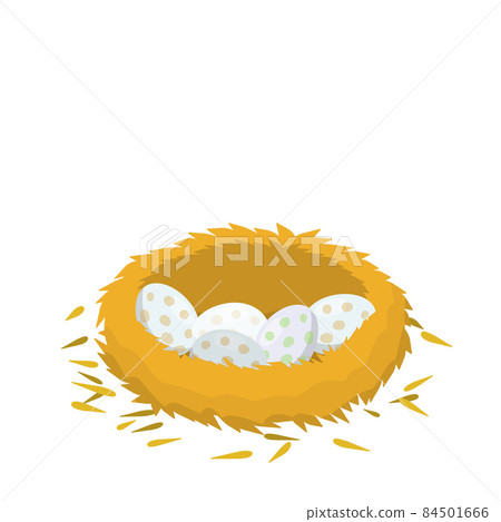 Nest and egg. Place for Chicks. Cartoon flat illustration. Nest and egg. Place for Chicks. Cartoon flat illustration. 84501666