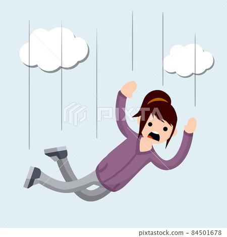 Cartoon flat illustration - screaming woman falls from height. Cartoon flat illustration - screaming woman falls from height. 84501678