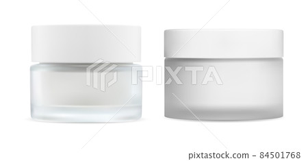 White cream jar. Cosmetic cream glass package mockup White cream jar. Cosmetic cream glass package mockup 84501768