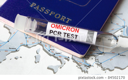 Omicron COVID-19 variant, travel and test concept 84502170
