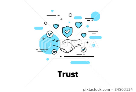 Trust line icon. Partnership deal, Friendship and Certainty illustration. Respect handshake, integrity and Insurance line icon. Compliance, business trust, customer deal. Editable stroke. Vector 84503134