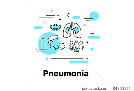 Pneumonia line icon. Coronavirus Covid symptoms illustration. Asthma, Tuberculosis and Respiratory distress icon. Social distance, Lungs pneumonia and Medical face mask. Editable stroke. Vector Pneumonia line icon. Coronavirus Covid symptoms illustration. Asthma, Tuberculosis and Respiratory distress icon. Social distance, Lungs pneumonia and Medical face mask. Editable stroke. Vector 84503135