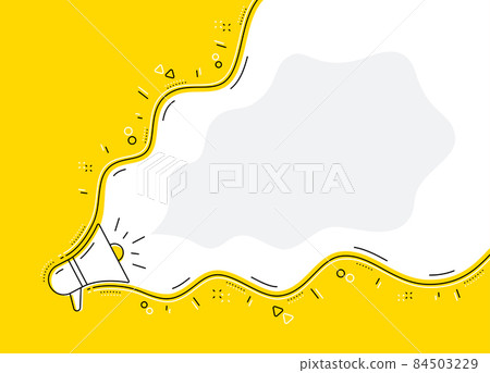 Loudspeaker alert background. Recommend marketing campaign. Megaphone promotion yellow banner. Announce offer concept. Customer review alert. Loudspeaker, megaphone promotion speaker icon. Vector 84503229