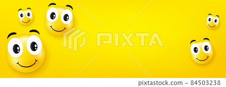 Smile face yellow background. Happiness fun... - Stock Illustration  [84503238] - PIXTA