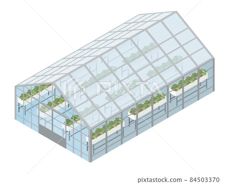 用等軸測圖繪製的乙烯基房子，白色背景，三維圖，農民 84503370