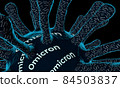 Coronavirus omicron mutation. Microscopic view of a infectious virus. Medical illustration. Coronavirus detail. 3D rendering. High quality 3d illustration 84503837