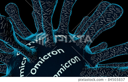 Coronavirus omicron mutation. Microscopic view of a infectious virus. Medical illustration. Coronavirus detail. 3D rendering. High quality 3d illustration 84503837