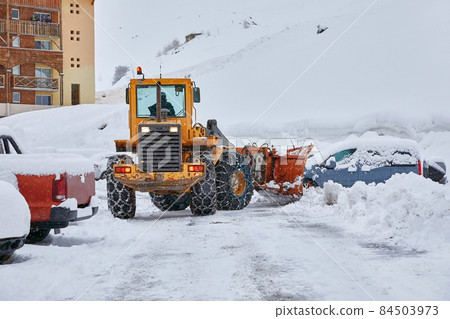 Winter road clearing snowplow Winter road clearing snowplow 84503973