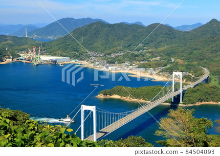 [Ehime Prefecture] Shimanami Kaido (Oshima Ohashi) seen from Kareiyama Observatory Park 84504093