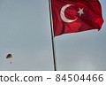 Turkish flag waving in the wind against the background of the sky 84504466
