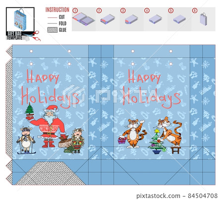 santa claus and tigers on a package holiday gift santa claus and tigers on a package holiday gift 84504708