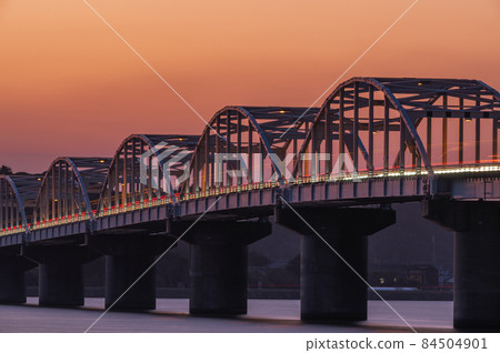 Kashima City, Ibaraki Prefecture, Kitaura Ohashi at dusk Kashima City, Ibaraki Prefecture, Kitaura Ohashi at dusk 84504901