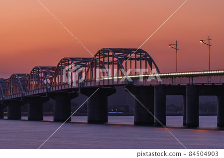 Kashima City, Ibaraki Prefecture, Kitaura Ohashi at dusk Kashima City, Ibaraki Prefecture, Kitaura Ohashi at dusk 84504903