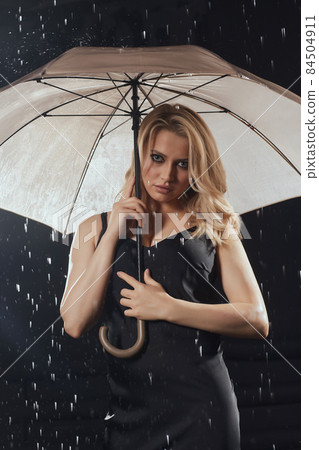 Wet woman face with water drop. Moisturizing. Wet woman face with water drop. Moisturizing. 84504911