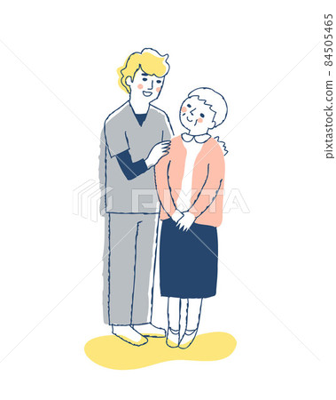 Healthcare workers men and senior women Healthcare workers men and senior women 84505465