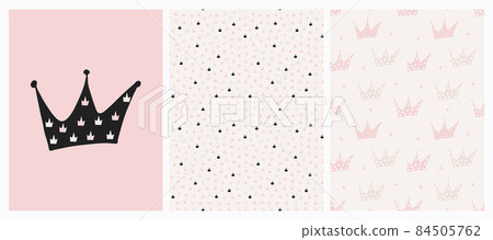 Irregular Crown Seamless Pattern. Pale Green and Gray Doodle Print Irregular Crown Seamless Pattern. Pale Green and Gray Doodle Print 84505762