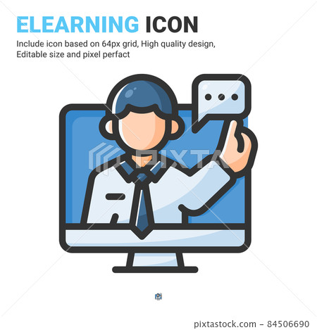 Online consulting icon vector with outline color style isolated on white background. Vector illustration elearning sign symbol icon concept for business, finance, industry, company, web and project 84506690