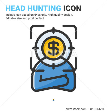 Head hunting icon vector with outline color style isolated on white background. Vector illustration recruitment sign symbol icon concept for business, finance, industry, company, web, apps and project Head hunting icon vector with outline color style isolated on white background. Vector illustration recruitment sign symbol icon concept for business, finance, industry, company, web, apps and project 84506691