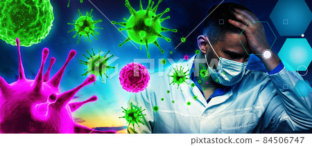 Young doctor against new Coronavirus 2019-nCoV infection. 3D illustration Young doctor against new Coronavirus 2019-nCoV infection. 3D illustration 84506747
