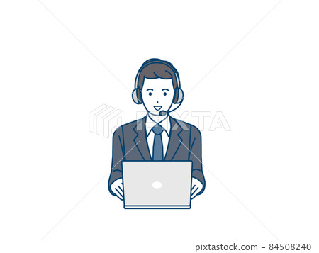 Customer support operator Call center Men in suits PC telework work Customer support operator Call center Men in suits PC telework work 84508240