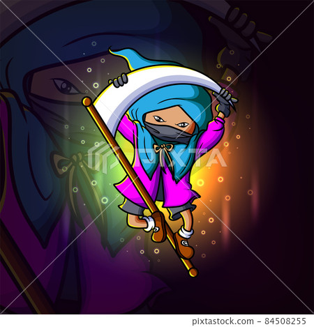 The angry assassin with the scythe esport mascot design 84508255