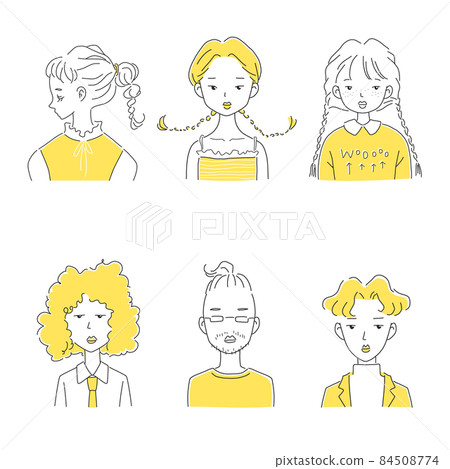 時尚髮型男女插畫素材 時尚髮型男女插畫素材 84508774