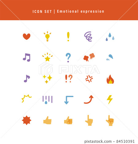 Simple icon set: Various emotional expressions (color) 84510391