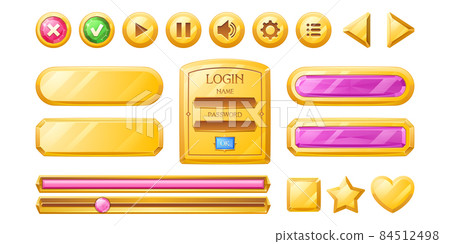 Golden buttons for ui game, gui elements 84512498