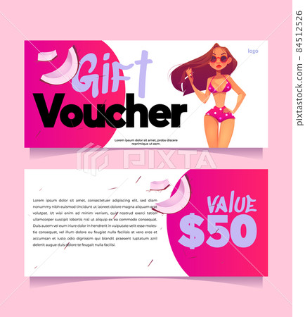 Gift voucher template with girl in swimsuit 84512526