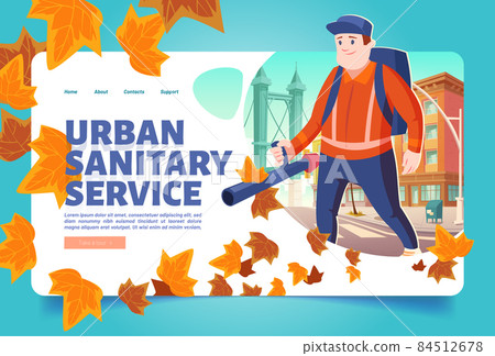 Urban sanitary service cartoon landing page, ad Urban sanitary service cartoon landing page, ad 84512678