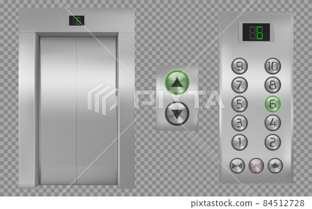 Realistic elevator cabin with closed doors, lift Realistic elevator cabin with closed doors, lift 84512728